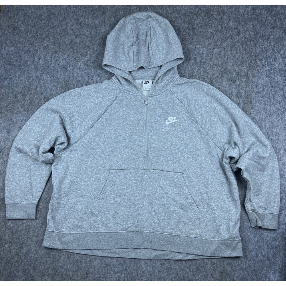 Nike Sportswear Women's 1/2 Zip Crop Hoodie Sweatshirt Heather Gray Size XL